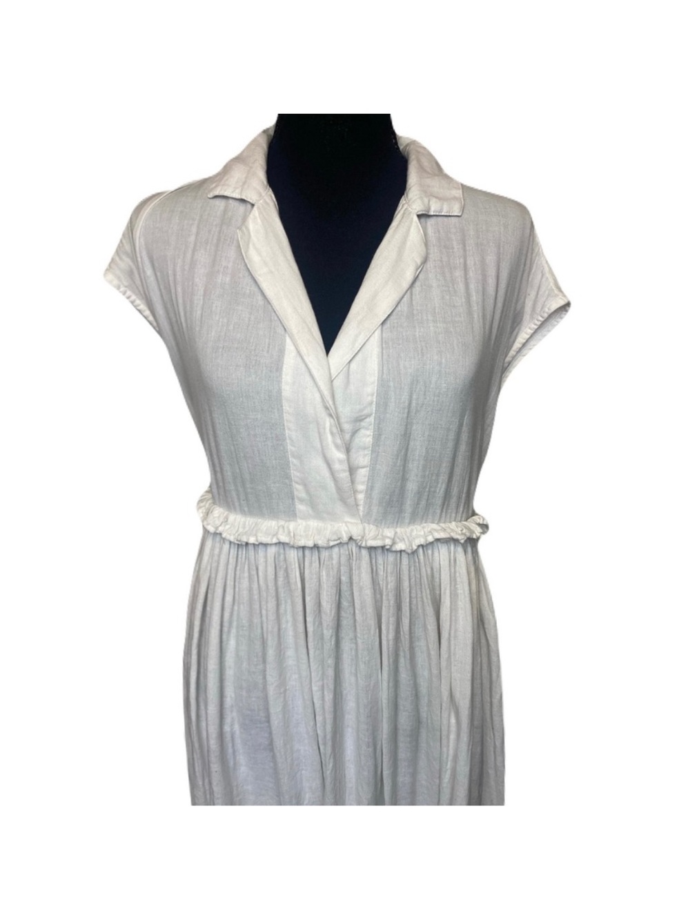 Free People All Occasions Shirt Dress WHITE/CREAM Midi Dress with Cap Sleeves XS - Picture 7 of 10